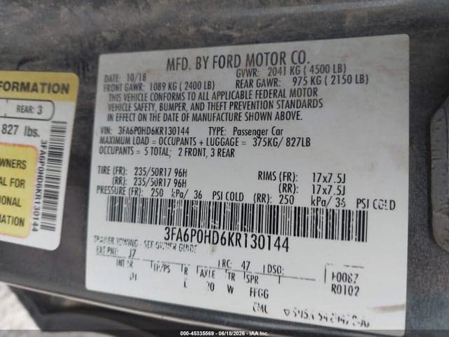 2019 FORD FUSION SE 9