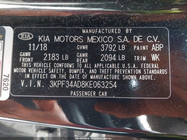 2019 KIA FORTE S 9