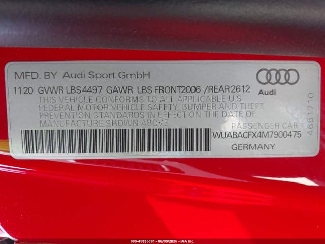 2021 AUDI R8 SPYDER V10 RWD S TRONIC 9