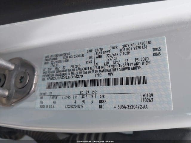 2020 FORD ESCAPE SE SPORT HYBRID 9