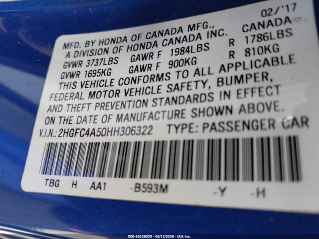 2017 HONDA CIVIC LX 9