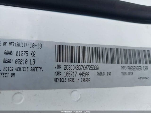 2019 DODGE CHARGER SXT RWD 9