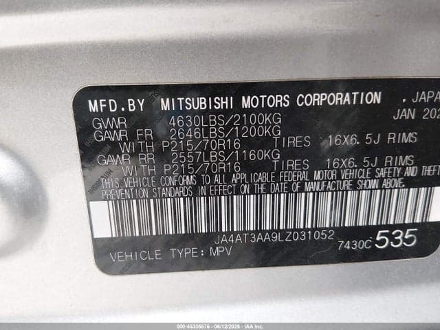 2020 MITSUBISHI ECLIPSE CROSS ES 1.5T AWC 9