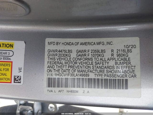 2020 HONDA ACCORD SPORT 9