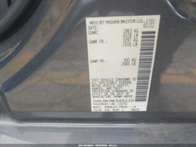 2022 NISSAN ALTIMA S FWD 9