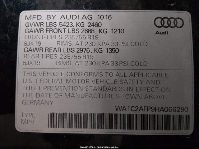 2017 AUDI Q5 2.0T PREMIUM 9