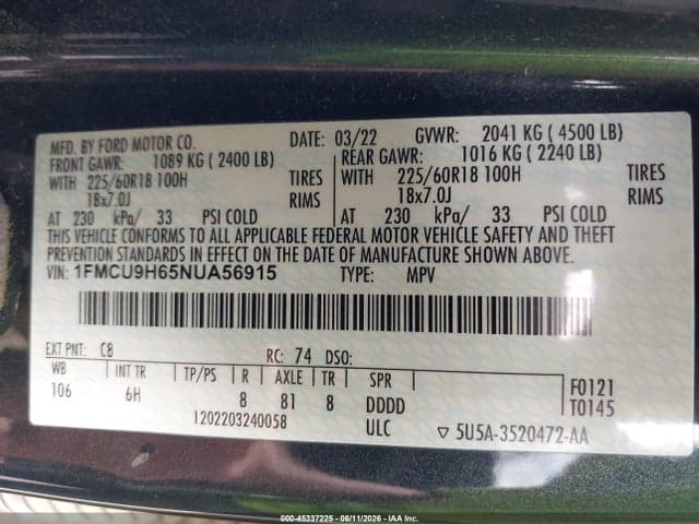 2022 FORD ESCAPE SEL 9