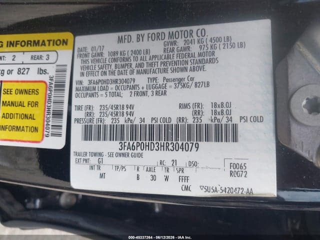2017 FORD FUSION SE 9