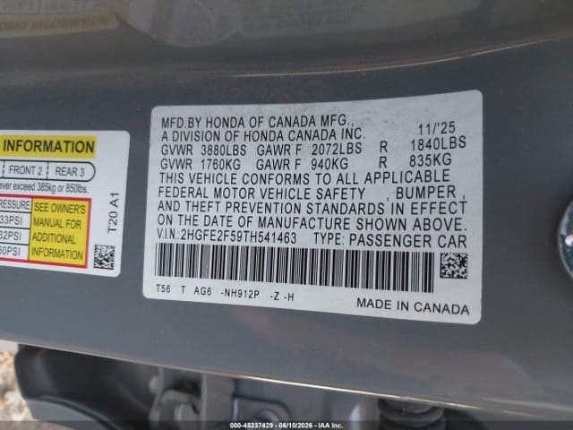 2026 HONDA CIVIC SPORT 9