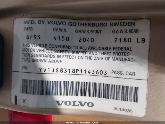 1993 VOLVO 940 9