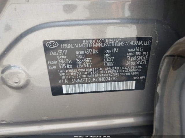 2018 HYUNDAI SANTA FE SPORT 2.4L 9