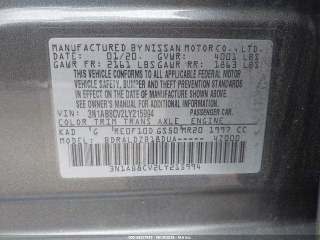 2020 NISSAN SENTRA SV XTRONIC CVT 9