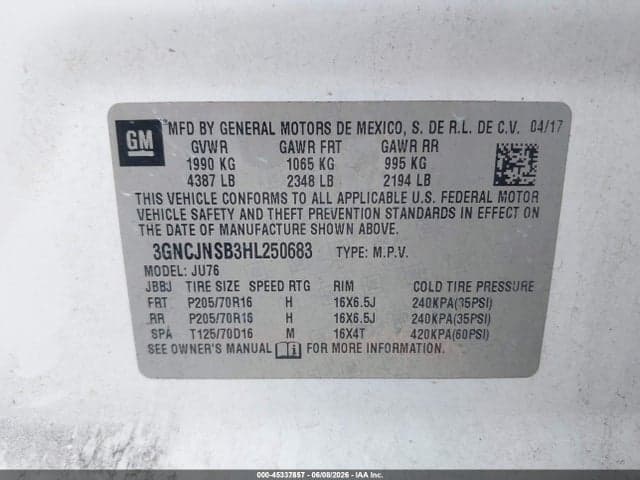 2017 CHEVROLET TRAX LS 9