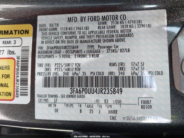 2018 FORD FUSION HYBRID S 9