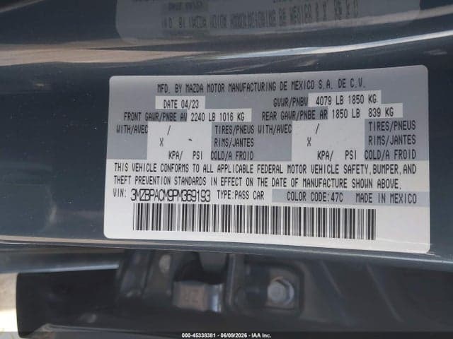2023 MAZDA MAZDA3 2.5 S CARBON EDITION 9