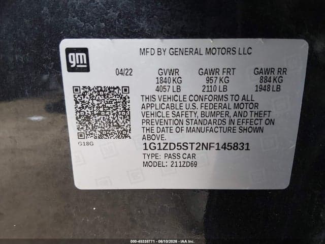 2022 CHEVROLET MALIBU FWD LT 9