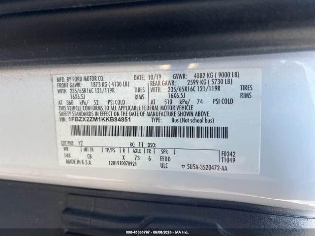 2019 FORD TRANSIT-350 XLT 9