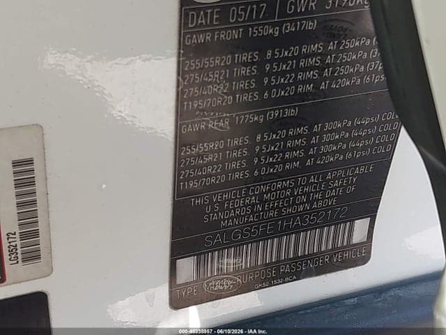 2017 LAND ROVER RANGE ROVER 9