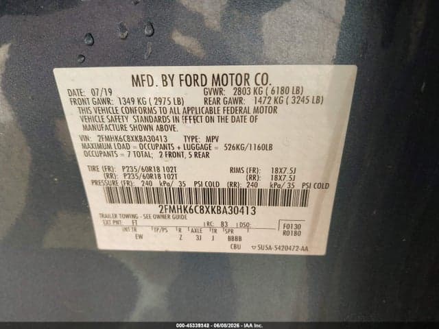 2019 FORD FLEX SEL 9