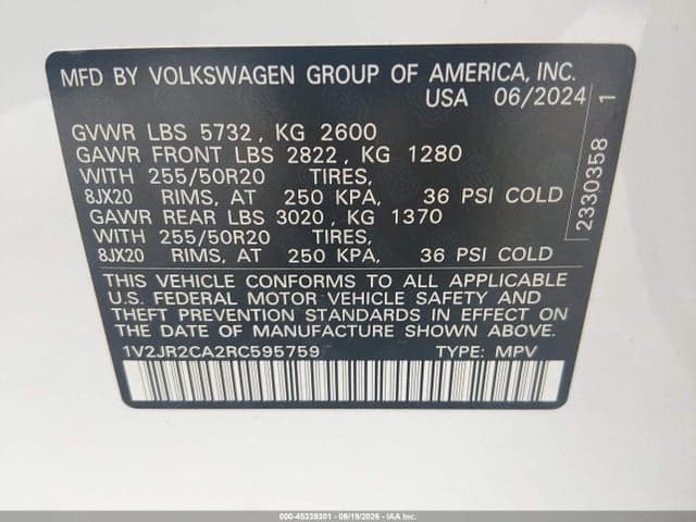 2024 VOLKSWAGEN ATLAS 2.0T SE W/TECHNOLOGY 9