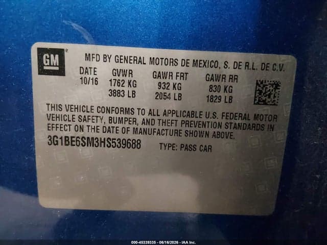 2017 CHEVROLET CRUZE LT AUTO 9
