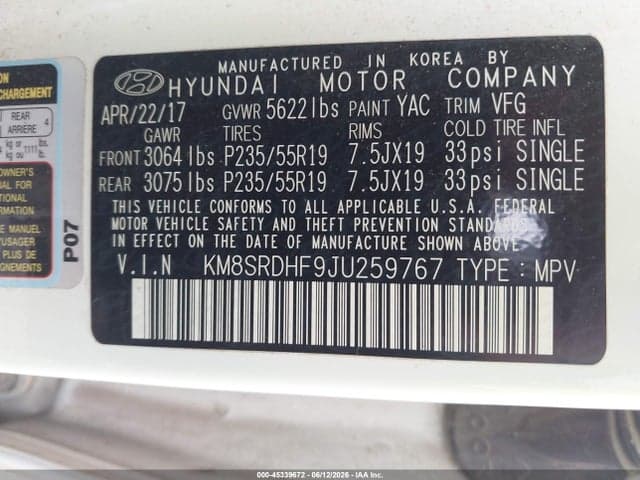 2018 HYUNDAI SANTA FE LIMITED ULTIMATE 9
