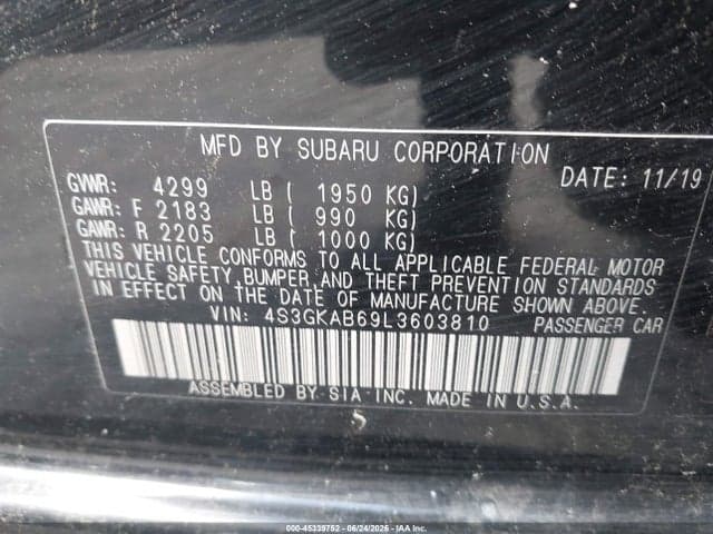 2020 SUBARU IMPREZA SEDAN 9