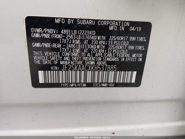 2019 SUBARU FORESTER 9