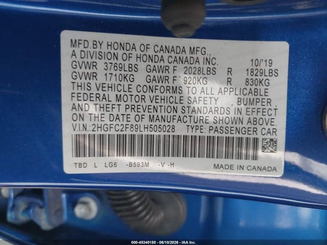 2020 HONDA CIVIC SPORT 9