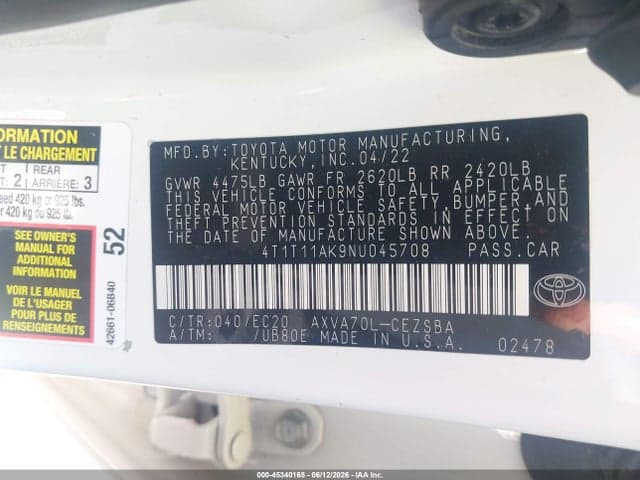 2022 TOYOTA CAMRY SE NIGHTSHADE EDITION 9