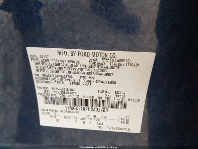 2017 FORD FLEX SEL 9