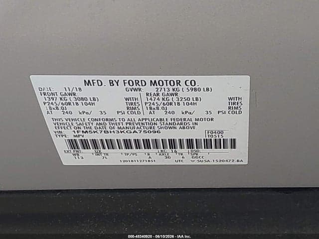 2019 FORD EXPLORER 9