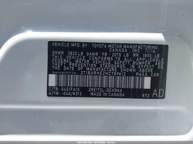 2017 TOYOTA COROLLA L 9