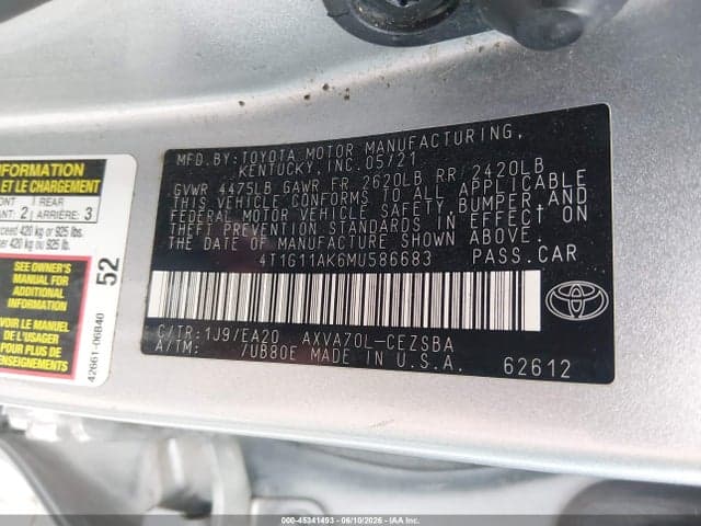 2021 TOYOTA CAMRY SE 9