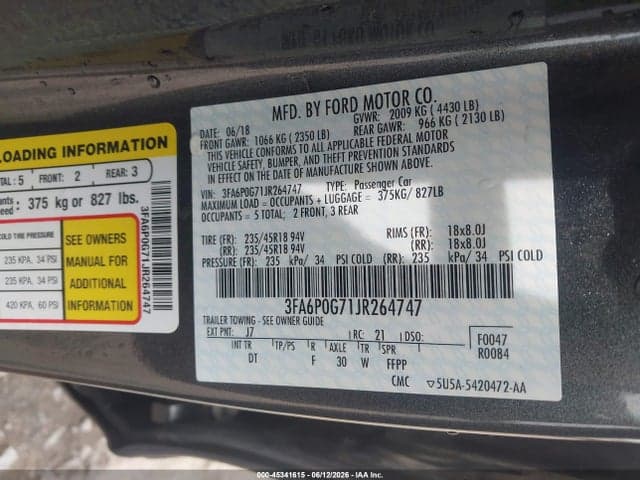 2018 FORD FUSION S 9