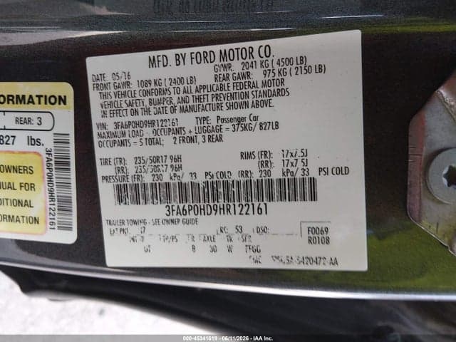 2017 FORD FUSION SE 9