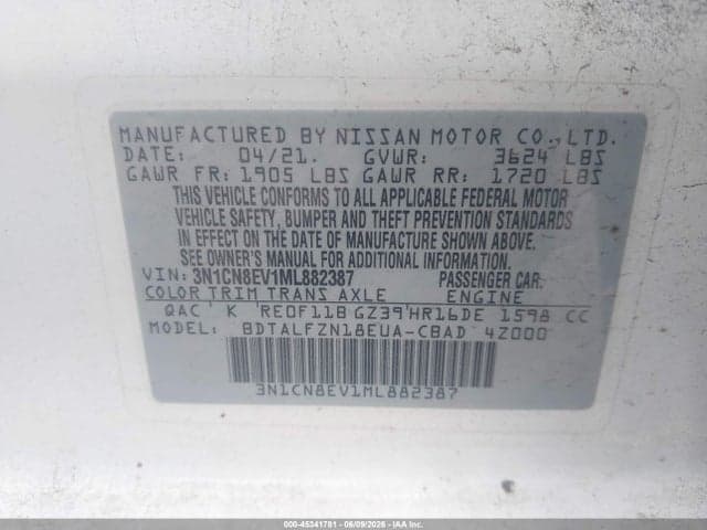 2021 NISSAN VERSA SV XTRONIC CVT 9