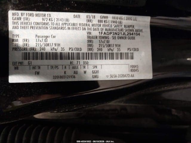 2018 FORD FOCUS TITANIUM 9