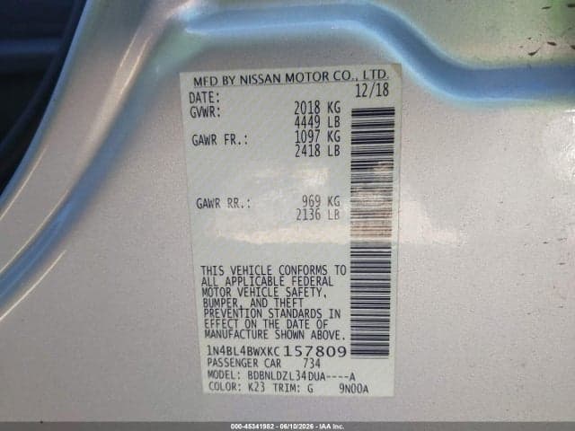 2019 NISSAN ALTIMA 2.5 S 9