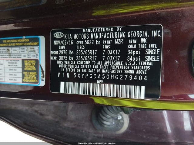 2017 KIA SORENTO 3.3L LX 9