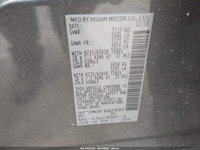 2019 NISSAN PATHFINDER SL 9