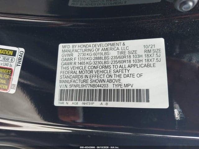 2022 HONDA ODYSSEY EX-L 9