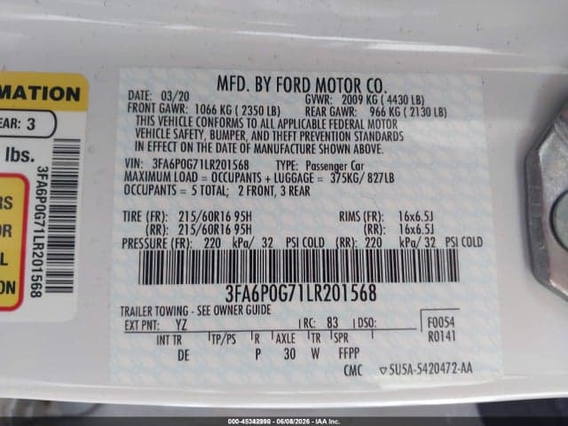 2020 FORD FUSION S 9
