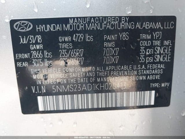 2019 HYUNDAI SANTA FE SE 9