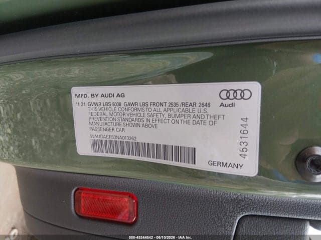 2022 AUDI A5 SPORTBACK PREMIUM 45 TFSI S LINE QUATTRO S TRONIC 9
