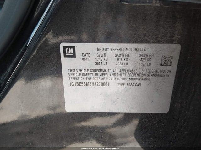 2017 CHEVROLET CRUZE LT AUTO 9