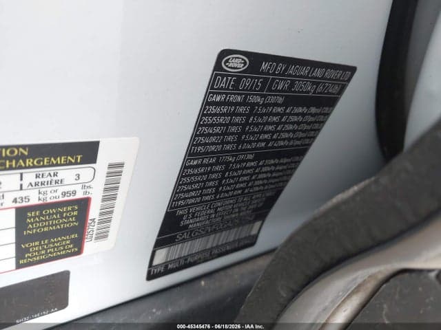 2016 LAND ROVER RANGE ROVER 9