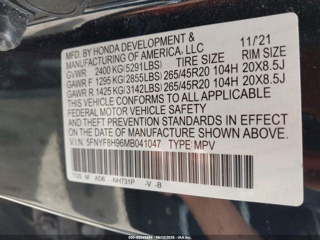 2021 HONDA PASSPORT AWD TOURING 9