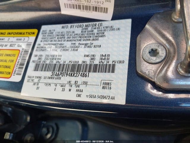 2019 FORD FUSION SE 9