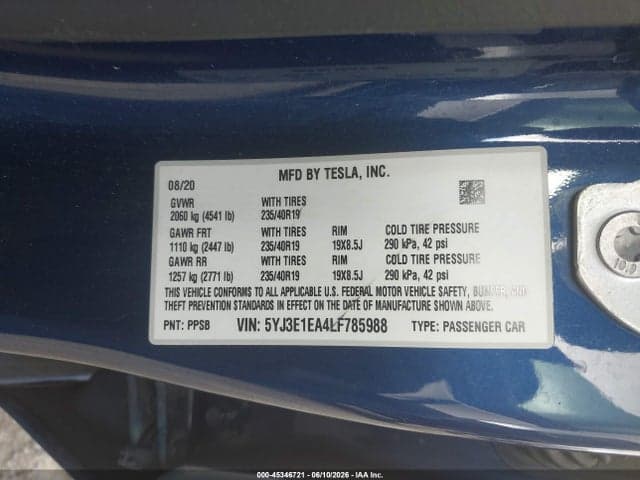 2020 TESLA MODEL 3 STANDARD RANGE PLUS REAR-WHEEL DRIVE/STANDARD RANGE REAR-WHEEL DRIVE 9